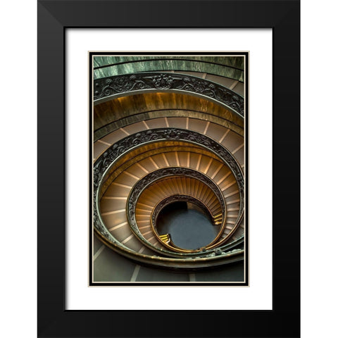 Roman Staircase Black Modern Wood Framed Art Print with Double Matting by Ronin