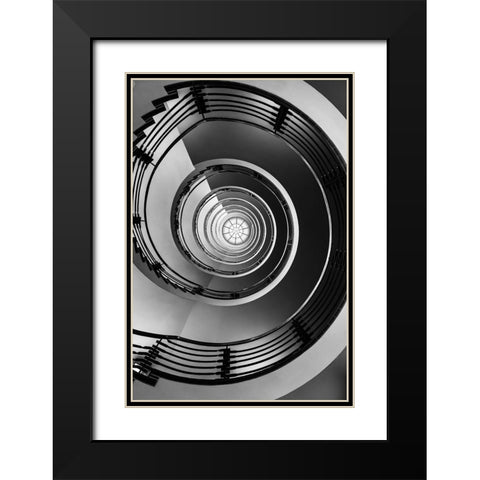 Hypnotic Black Modern Wood Framed Art Print with Double Matting by Ronin
