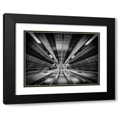 Metro Black Modern Wood Framed Art Print with Double Matting by Ronin
