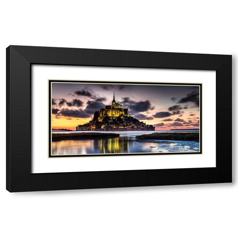 Mont Saint Michel Black Modern Wood Framed Art Print with Double Matting by Ronin