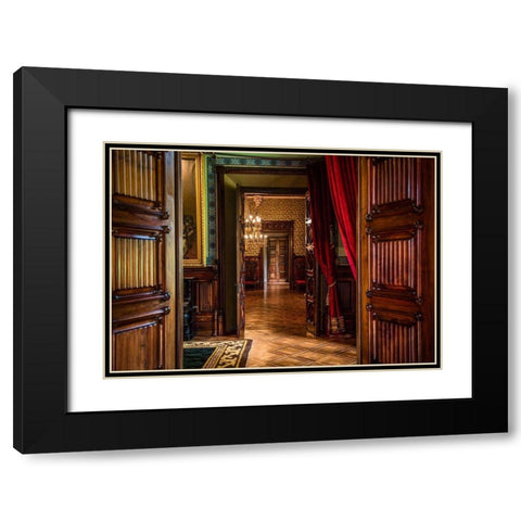 Old Castle Doorway Black Modern Wood Framed Art Print with Double Matting by Ronin