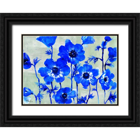 Amalfi Anemones - Blue Black Ornate Wood Framed Art Print with Double Matting by Brent, Paul