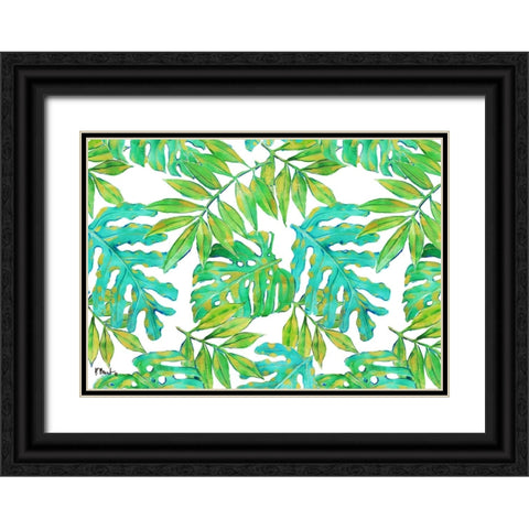 Hawaii Leaves Horizontal - White Black Ornate Wood Framed Art Print with Double Matting by Brent, Paul