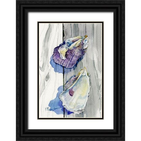 Two Shells on Deck Black Ornate Wood Framed Art Print with Double Matting by Brent, Paul