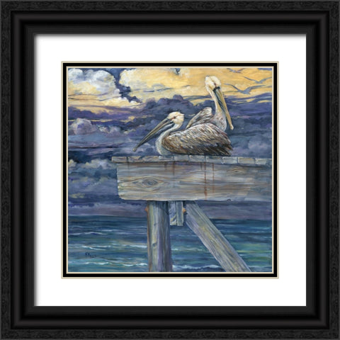 Pelican Dock Black Ornate Wood Framed Art Print with Double Matting by Brent, Paul