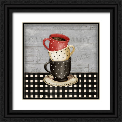 Farmhouse Coffee Cups II - Gray Black Ornate Wood Framed Art Print with Double Matting by Brent, Paul