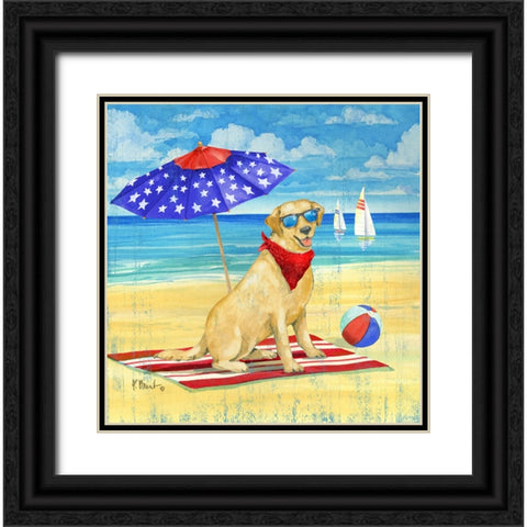 Summer Sun Yellow Lab Black Ornate Wood Framed Art Print with Double Matting by Brent, Paul
