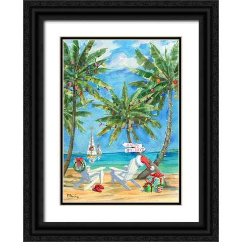 Holiday Palmas Belize - Vertical Black Ornate Wood Framed Art Print with Double Matting by Brent, Paul