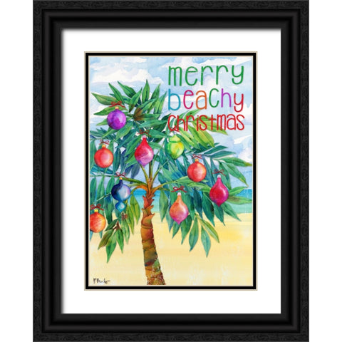 Holiday Aqueous Palm - Vertical Black Ornate Wood Framed Art Print with Double Matting by Brent, Paul