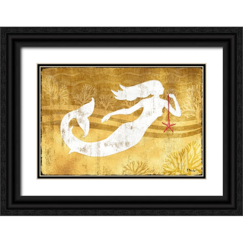 Christmas Mermaid Black Ornate Wood Framed Art Print with Double Matting by Brent, Paul