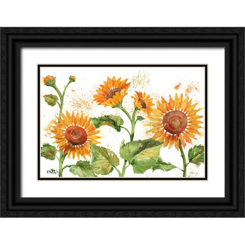 Arianna Sunflowers Horizontal - White Black Ornate Wood Framed Art Print with Double Matting by Brent, Paul