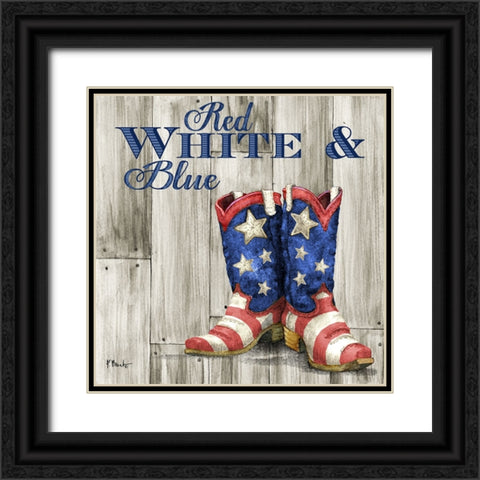 Patriotic Boots II Black Ornate Wood Framed Art Print with Double Matting by Brent, Paul