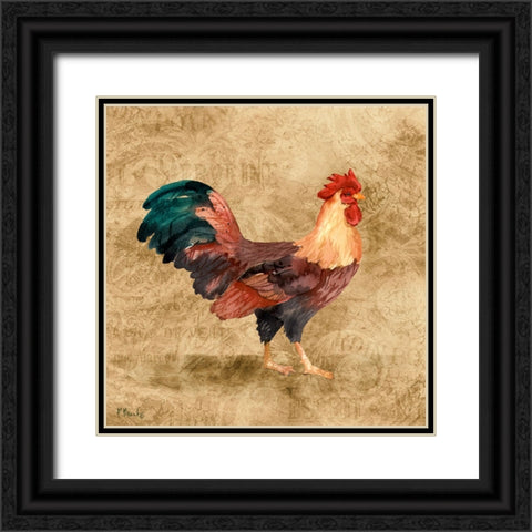 French Countryside Rooster I Black Ornate Wood Framed Art Print with Double Matting by Brent, Paul