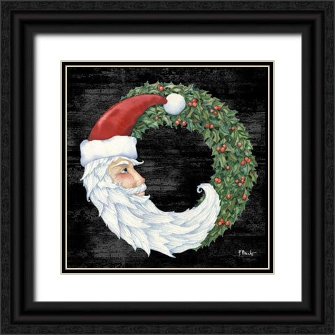 Festive Wreath I - Black Black Ornate Wood Framed Art Print with Double Matting by Brent, Paul
