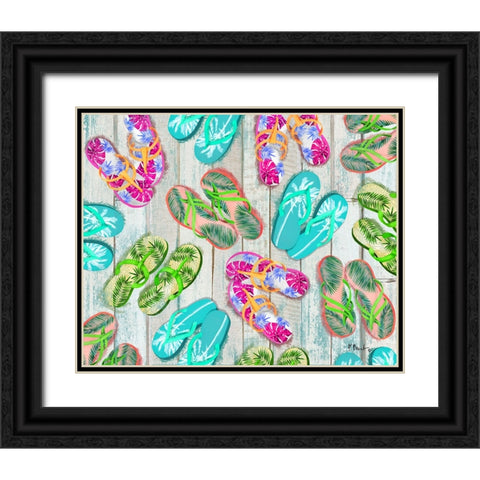 Pompano Sandals Horizontal Black Ornate Wood Framed Art Print with Double Matting by Brent, Paul