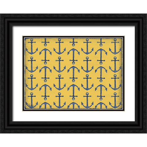 Sunny Nautical Repeat - Yellow Black Ornate Wood Framed Art Print with Double Matting by Brent, Paul