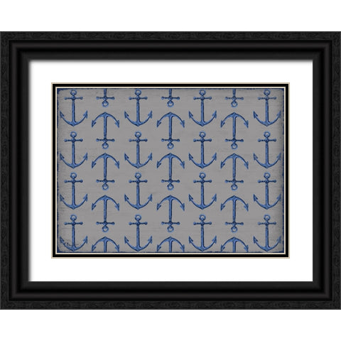 Sunny Nautical Repeat Black Ornate Wood Framed Art Print with Double Matting by Brent, Paul