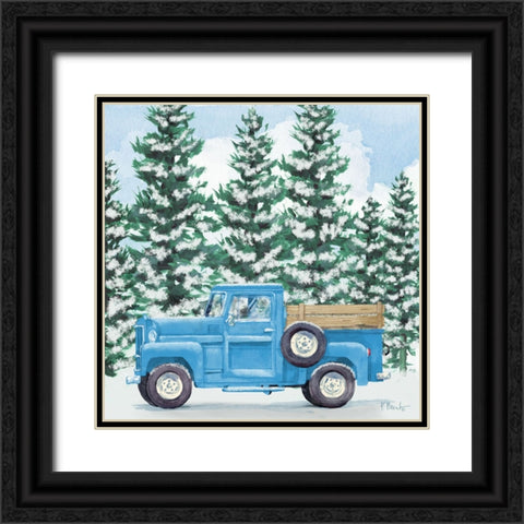 Blue Winter Truck Black Ornate Wood Framed Art Print with Double Matting by Brent, Paul