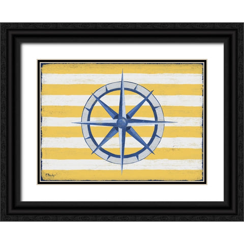 Sunny Nautical VI - Yellow Black Ornate Wood Framed Art Print with Double Matting by Brent, Paul