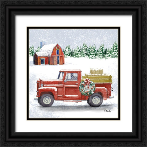 Holiday Winter Truck IV Black Ornate Wood Framed Art Print with Double Matting by Brent, Paul