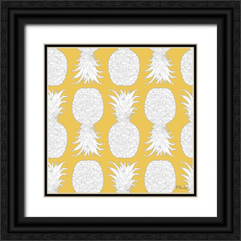 White Pineapple Repeat I Black Ornate Wood Framed Art Print with Double Matting by Brent, Paul