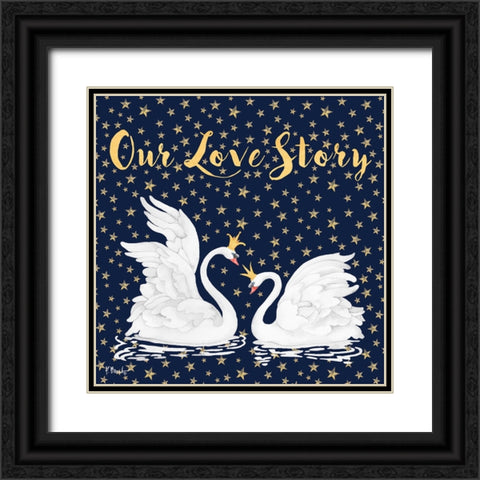 Swans and Stars Black Ornate Wood Framed Art Print with Double Matting by Brent, Paul