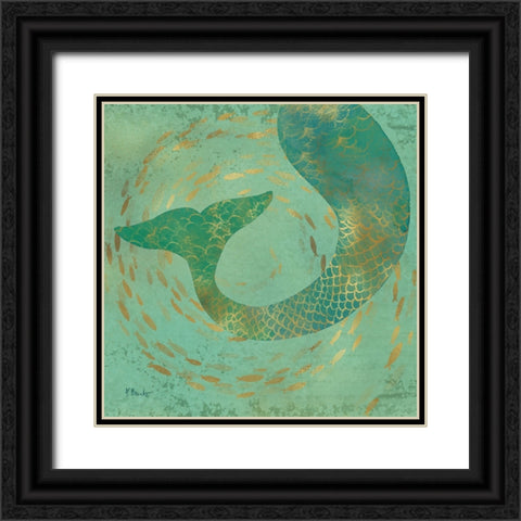 Golden Mermaid II Black Ornate Wood Framed Art Print with Double Matting by Brent, Paul
