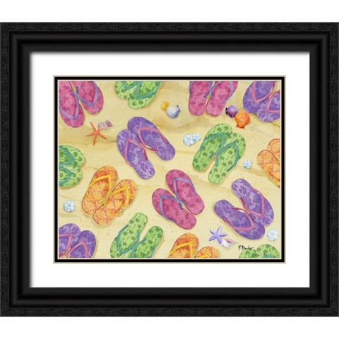 Toes in the Sand Toss Black Ornate Wood Framed Art Print with Double Matting by Brent, Paul