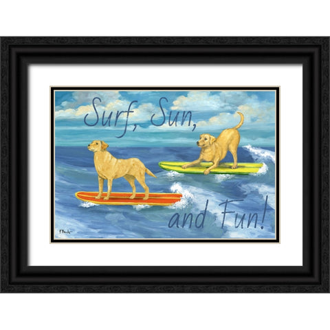 Surf Pup Horizontal Black Ornate Wood Framed Art Print with Double Matting by Brent, Paul