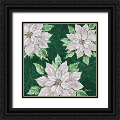 Fiona Poinsettias I - Green Black Ornate Wood Framed Art Print with Double Matting by Brent, Paul