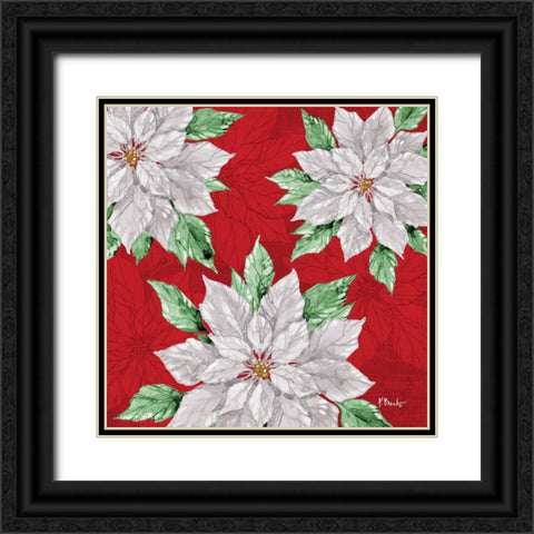 Fiona Poinsettias I - Red Black Ornate Wood Framed Art Print with Double Matting by Brent, Paul