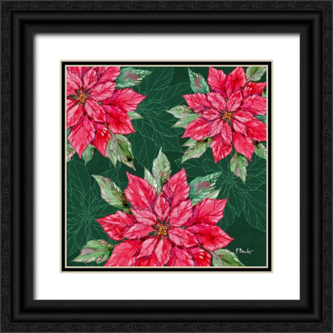 Fiona Poinsettias II - Green Black Ornate Wood Framed Art Print with Double Matting by Brent, Paul