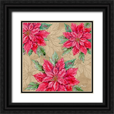 Fiona Poinsettias II Black Ornate Wood Framed Art Print with Double Matting by Brent, Paul