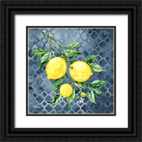 Sicilian Lemons III - Indigo Black Ornate Wood Framed Art Print with Double Matting by Brent, Paul