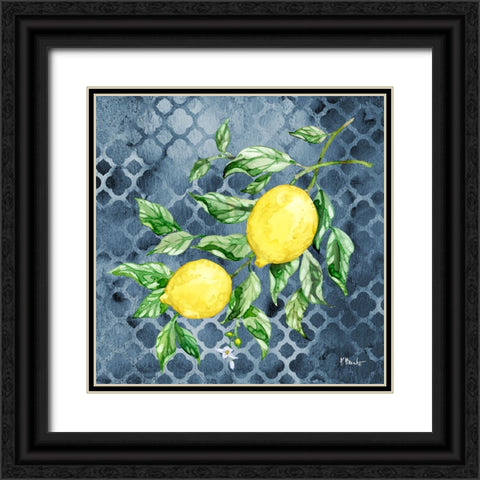 Sicilian Lemons IV - Indigo Black Ornate Wood Framed Art Print with Double Matting by Brent, Paul