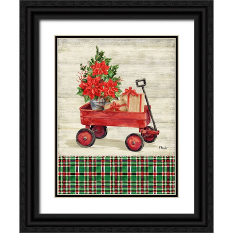 Christmas Wagon Vertical I Black Ornate Wood Framed Art Print with Double Matting by Brent, Paul