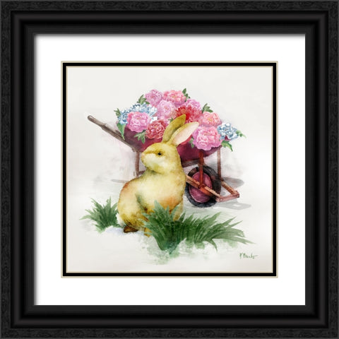 Floral Rabbit II Black Ornate Wood Framed Art Print with Double Matting by Brent, Paul