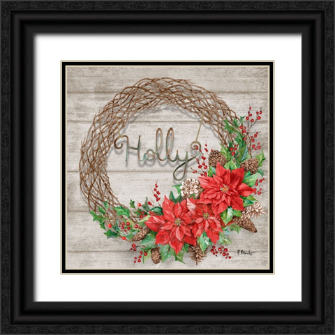 Wreath Greeting I Black Ornate Wood Framed Art Print with Double Matting by Brent, Paul
