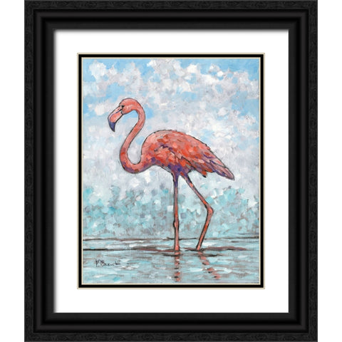 Impressions of Flamingos I Black Ornate Wood Framed Art Print with Double Matting by Brent, Paul