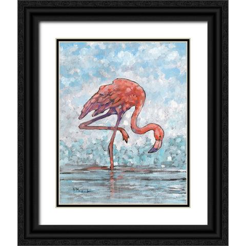 Impressions of Flamingos II Black Ornate Wood Framed Art Print with Double Matting by Brent, Paul