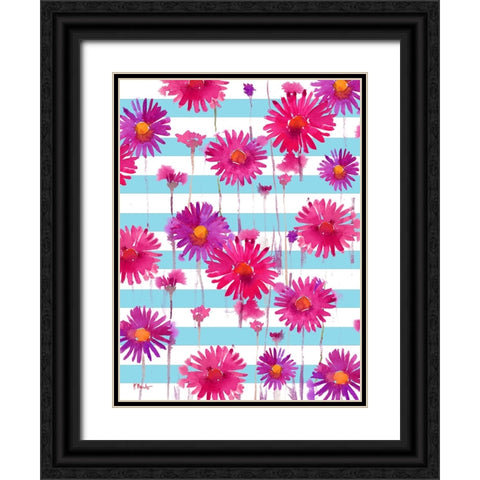 Floral Cascade I - Fuchsia Black Ornate Wood Framed Art Print with Double Matting by Brent, Paul