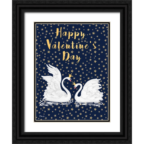 Swans and Stars Vertical Black Ornate Wood Framed Art Print with Double Matting by Brent, Paul