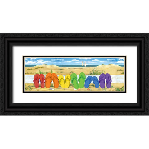 Rainbow Flip Flops Black Ornate Wood Framed Art Print with Double Matting by Brent, Paul