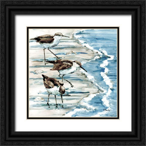 Rockhampton Sandpipers I - Light Black Ornate Wood Framed Art Print with Double Matting by Brent, Paul