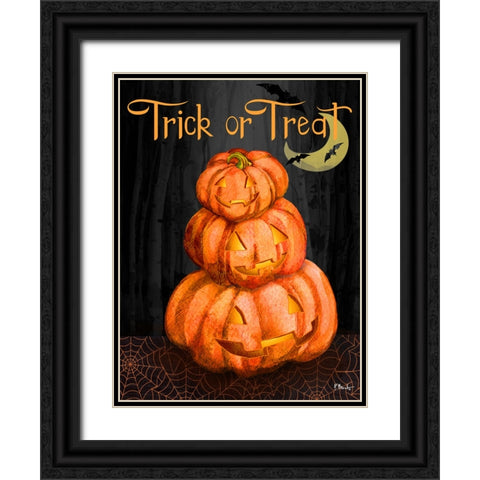 Spooky Jack OLanterns Vertical Black Ornate Wood Framed Art Print with Double Matting by Brent, Paul