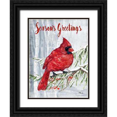Crimson Cardinal Vertical I Black Ornate Wood Framed Art Print with Double Matting by Brent, Paul