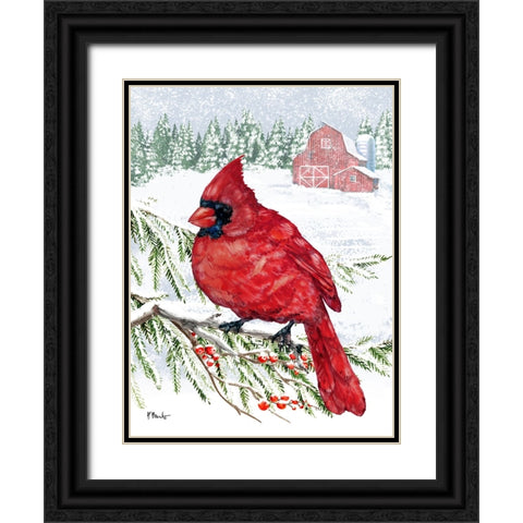 Crimson Cardinal Vertical II Black Ornate Wood Framed Art Print with Double Matting by Brent, Paul
