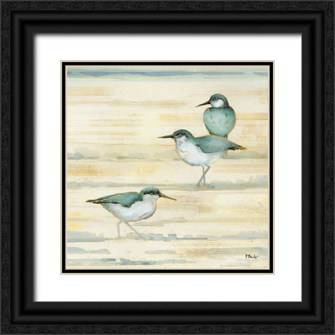 Oceanside Sandpipers II - Golden Black Ornate Wood Framed Art Print with Double Matting by Brent, Paul