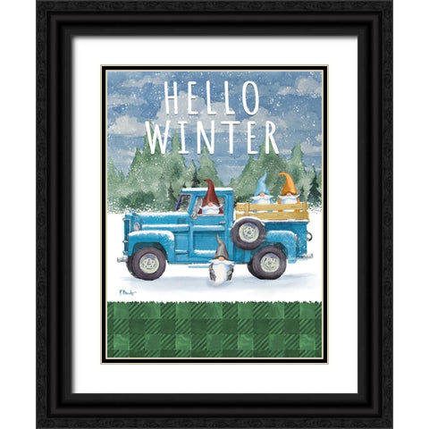 Winter Gnome Ride Vertical Black Ornate Wood Framed Art Print with Double Matting by Brent, Paul
