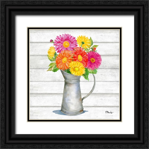 Tin Florals IV Black Ornate Wood Framed Art Print with Double Matting by Brent, Paul